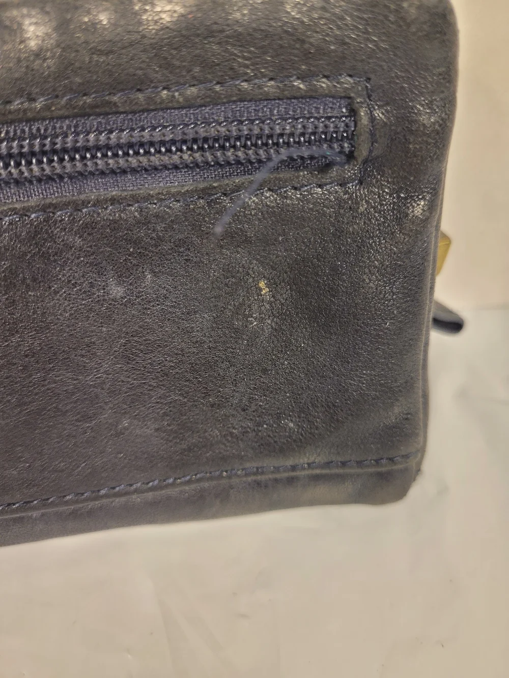 Fossil Navy Leather Wallet with Keyhole Plaque